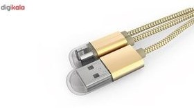 تصویر کابل تبدیل USB به MicroUSB و لایتنینگ الدینیو مدل LC89 به طول 0.13 متر 