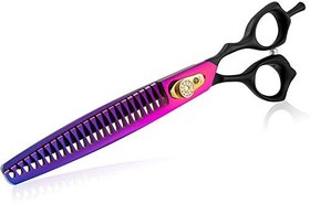 تصویر Purple Dragon Professional 7.0/8.0 inch Pet Grooming Hair Cutting Scissor and 6.75/8.0 inch Dog Chunker Shear - Japan 440C Stainless Steel for Pet Groomer or Family DIY Use 