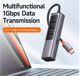 تصویر هاب تایپ‌ سی با 5 پورت مک‌ دودو MCDODO USB-C USB3.0x4+PD100W HU-112 