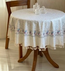 تصویر رومیزی ضد لک مخمل کوبیده - گِرد tablecloth