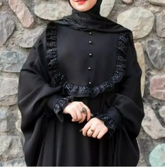 تصویر عباس مدل سارا شیک جذاب مدل محرمی مشکی پر طرح زیبا 