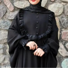 تصویر عباس مدل سارا شیک جذاب مدل محرمی مشکی پر طرح زیبا 