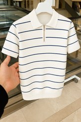 تصویر تیشرت مردانه تریکو فشرده با زیپ و خطوط جدید و انعطاف‌پذیر | LC Waikiki | 937562549 | اورجینال 