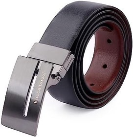 تصویر Bacca Bucci Men&#39;s Reversible Classic Dress belt Italian Top Smooth Genuine leather Black &amp; Brown with rotating Metal Buckle-Black &amp; Brown 