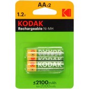 تصویر باتری قلمی کداک قابل شارژ - 2100mAh - پک دوتایی Kodak HR6-2100mAh Rechargeable AA Battery - Pack Of 2