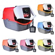 تصویر ظرف خاک گربه مسقف به همراه بیلچه برند جورج George cat litter box