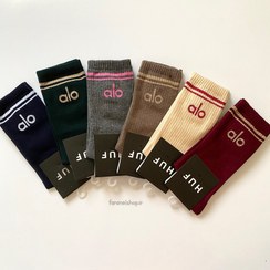 تصویر جوراب ساقدار alo مشکی و زرشکی 