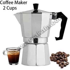 تصویر قهوه جوش و اسپرسو ساز 2 کاپ استیل مدل موکا روگازی ا Coffee maker and espresso maker 2cup Coffee maker and espresso maker 2cup