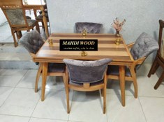 تصویر میز ناهارخوری چهار نفره مدل پیچک تماماً چوب راش گرجستانی MAHDI WOOD PICHAK MODEL