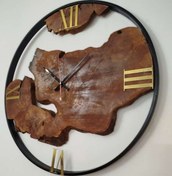 تصویر ساعت دیواری روستیک با چوب طبیعی کد 700R 