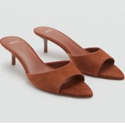 تصویر صندل چرمی با پاشنه کتن | MANGO | 937717781 | اورجینال 