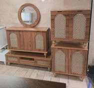 تصویر ست کامل آینه کنسول حصیری ساحل 