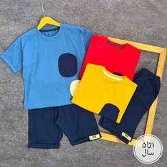 تصویر ست تیشرت و شلوارک بچگانه تکه دوزی شایان(ایراد دار) کد 8333 