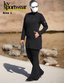 تصویر ست مانتو شلوار دمپا بوت کات سایز بزرگ ورزشی زنانه Nike کد 01 Nike womens big size sports boot cut coat pant set code 01