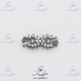 تصویر گل سینه جفتی مدل گل تمام نگین دودی 