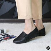 تصویر کفش چرم زنانه مدل الیسا مشکی 