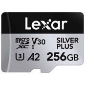 تصویر کارت حافظه لکسار مدل SILVER PLUS ظرفیت ۲۵۶ گیگابایت کلاس A2 UHS-I U3 سرعت ۲۰۵MBps 
