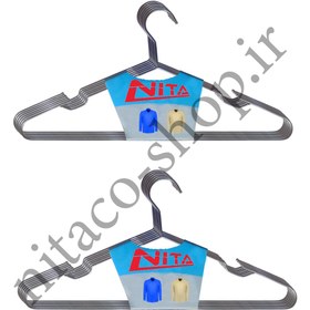 تصویر 12 عدد چوب لباسی فلزی طرح استیل ضخیم در بسته های 6 تایی ا Wire clothes hanger Wire clothes hanger