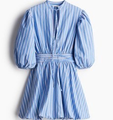 تصویر لباس شب دامن بادکنکی زنانه آبی/راه راه اچ اند ام 