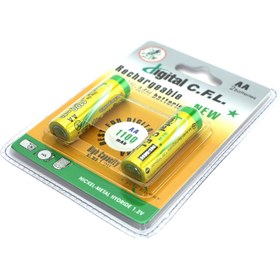 تصویر بسته 2 عددی باتری قلمی شارژی نیکل هیبرید فلز 1100 میلی آمپر 1.2 ولت CFL 