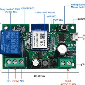 تصویر ماژول هوشمند همه کاره تک کاناله WIFI_تویا 