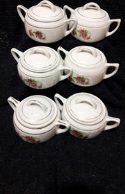 تصویر قندان دسته دار گلسرخی قدیمی 