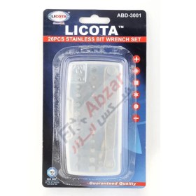 تصویر سری پیچ گوشتی لیکوتا مدل ABD-3001 مجموعه 26 عددی LICOTA 26PCS STAINLESS BIT WRENCH SET 26P ABD-3001