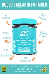 تصویر پاستیل تقویت‌کننده مو Vita Bear Strong با بیوتین و ویتامین‌های ضروری (اورجینال + هدیه) 