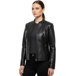 تصویر کاپشن زنانه چرم مدل لوسیفر 