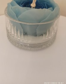 تصویر شمع گل رز آبی Blue flower candle