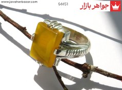 تصویر انگشتر نقره عقیق زرد مردانه دست ساز [شرف الشمس] - کد 64451 