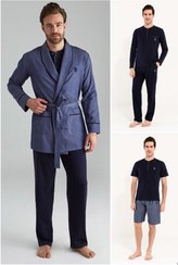 تصویر ست پیژامه مردانه یو اس پولو رنگ آبی ۵ تکه 