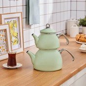 تصویر کتری قوری لعابی کاراجا loretoسبز 