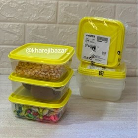تصویر ظرف درب دار ایکیا 3 عددی مدل PRUTA IKEA ا PRUTA Food container transparent/yellow 0.6 l PRUTA Food container transparent/yellow 0.6 l