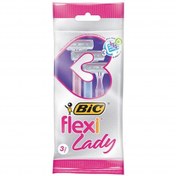 تصویر تیغ 3 لبه صابون دار زنانه فلکسی لیدی بیک 3 عدد ا bic flexi lady 3 pic bic flexi lady 3 pic