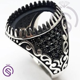 تصویر رکاب انگشتر نقره مردانه مدل داریوش کد 62136 Stirrup ring Dariush model