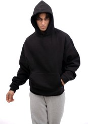 تصویر هودی مشکی ساده بیسیک مردانه پارچه نخ پنبه سه نخ اعلا - 2XL 