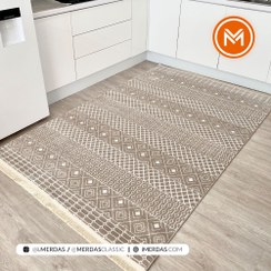 تصویر فرش ماشینی مراکشی کد 41333 زمینه کرم بژ ۴۰۰ شانه 