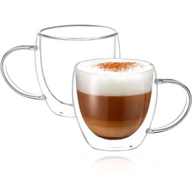 تصویر ماگ پیرکس دوجداره تپل طرح coffee کد 4816 coffee design Double-walled pyrex circle mug