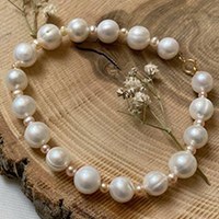 تصویر دستبند مروارید پرورشی اصل freshwater pearl bracelet