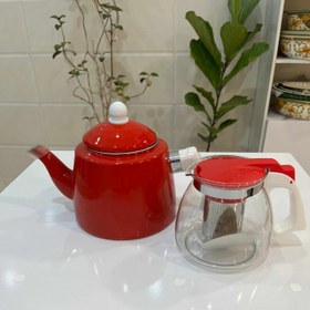 تصویر کتری قوری قرمز 