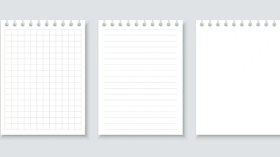 تصویر برگه های واقعی دفترچه یادداشت های خط دار و مربع ورق های کاغذی نوت بوک | موکاپ 