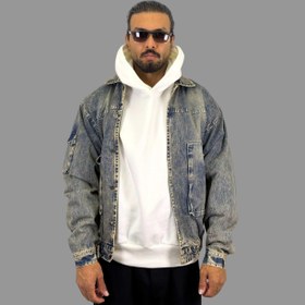 تصویر کاپشن جین مردانه Oversize مدل وینتیج 