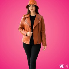 تصویر کت چرم زنانه کراپ مدل ماربل 