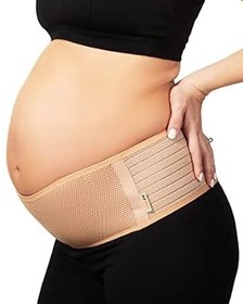 تصویر کمربند بارداری AZMED، باندر شکمی تنفسی، پشتی، تک سایز، بژ - ارسال 20 روز کاری AZMED Maternity Belt, Breathable Abdominal Binder, Back Support, One Size, Beige