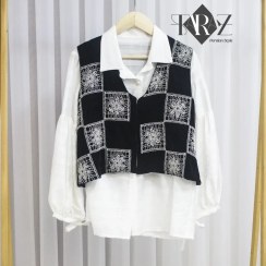 تصویر وست مخمل قلاب‌بافی مدل نغمه “Naghmeh” – Velvet Crochet Vest