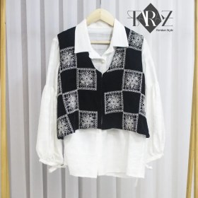 تصویر وست مخمل قلاب‌بافی مدل نغمه “Naghmeh” – Velvet Crochet Vest