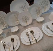 تصویر سرویس غذاخوری ارکوپال درخت طلا لب طلا مربع مقصود 