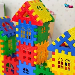 تصویر بلوک های خانه سازی 72 قطعه رد تویز House building blocks