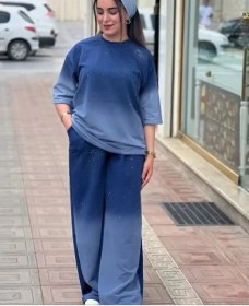 تصویر ست تیشرت و شلوار زنانه کهکشانی جنس گلکسی با لطافت بالا 